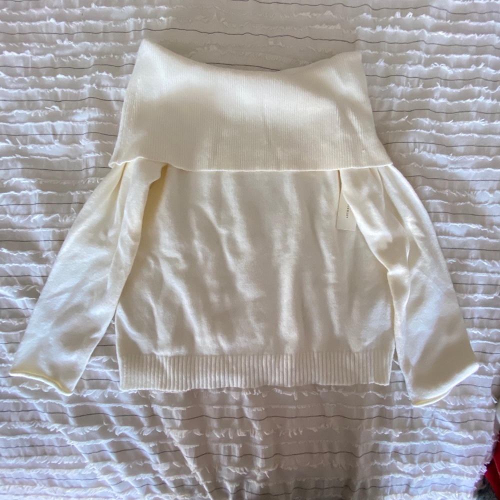 Anthropologie cream off the shoulder sweater
